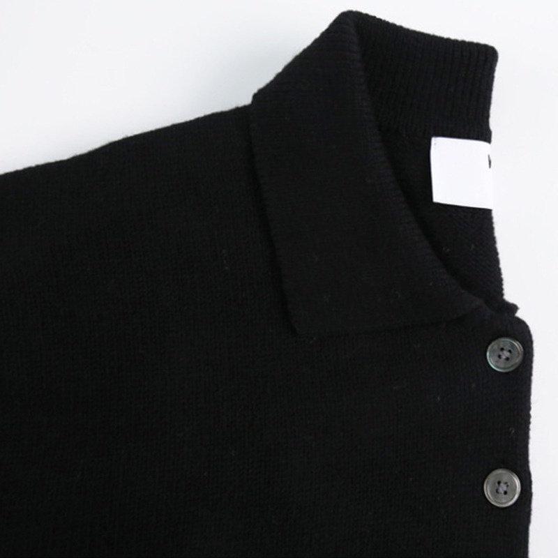 Suéter Polo Masculino de Alta Qualidade Estilo Coreano Cor Sólida - Tricô Casual Tendência com Gola para Outono