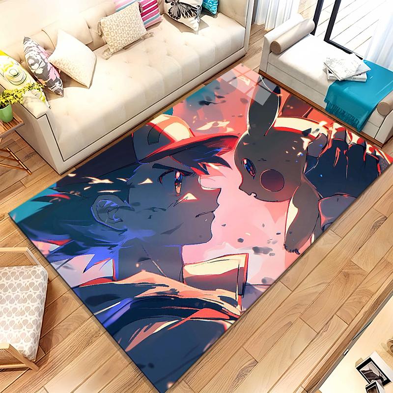 6 Style Pikachu Pokemon Living Room Non-Slip Area Rug Soft Carpet for Bedroom Kids Playroom Sofa,Home Decor Doormat Gift