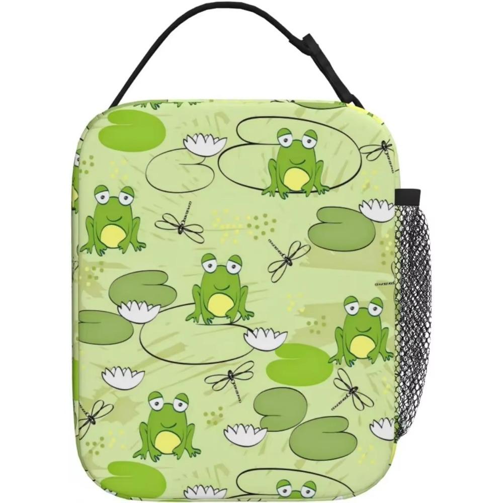 Frog and Dragonfly Lunch Bag for Men Women Tote Insulated Cooler Bags Reusable Lunch Box for College Work Office Picnic
