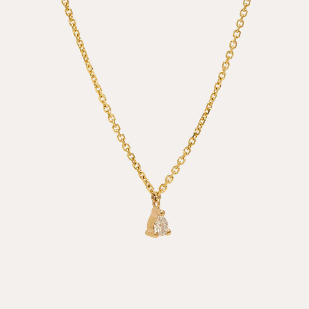 Fashion Double Zircon Water Drop Pendant Niche Design Light Luxury Necklace Electroplated 18K Gold Color Retention