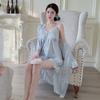 New Pajamas Three-piece Set Women's Summer Ice Silk Thin Sexy Suspenders Pure Desire Wind Loungewear Set with Chest Pad
