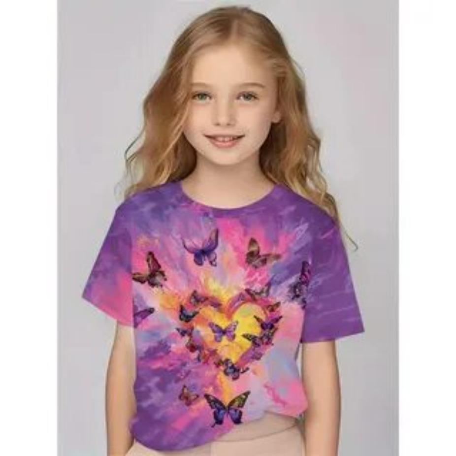 Kids T-shirts Cartoon Pattern Short Sleeve 3d Print T Shirt O Neck Tops Polyester Casual Sportwear Comfortable Tees
