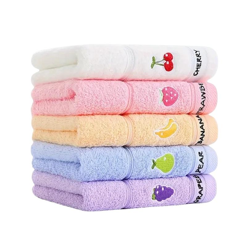 5 Pack Cute Fruit Embroidered Hand Towels,Soft Cotton Kitchen & Bathroom Towels,Absorbent Colorful Face Towel Set