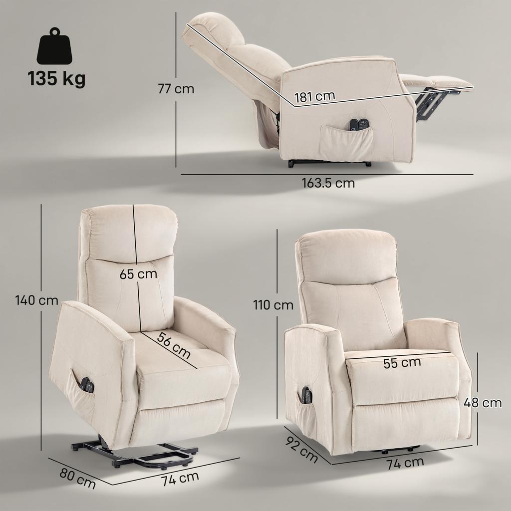 Electric Lift Armchair Relax Massaging Armchair, Beige