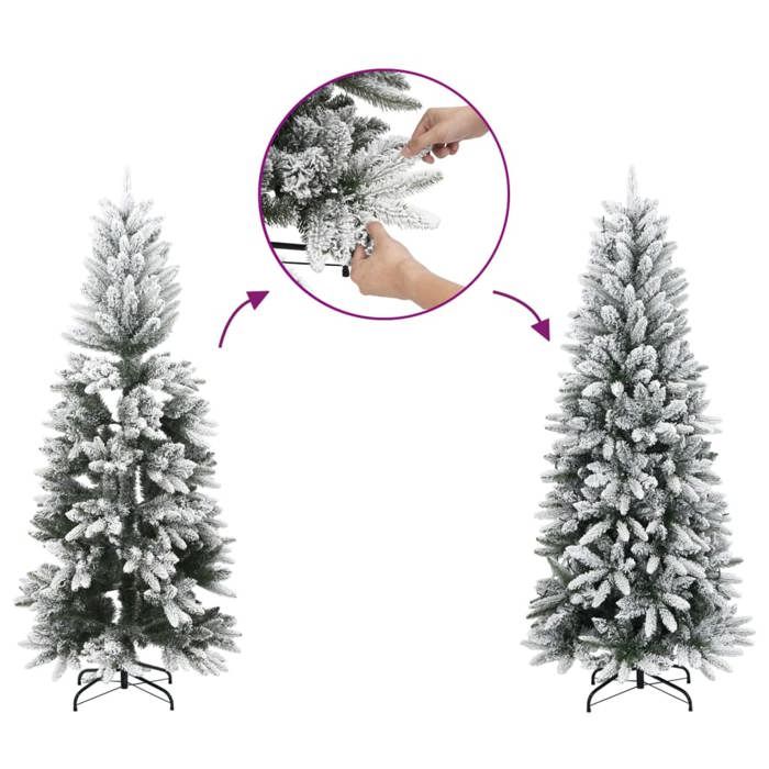 VidaXL Slim Artificial Christmas Tree with Flocked Snow 150 Cm PVC/PE, Artificial Christmas Tree, Artificial Tree, Ornament 4019686