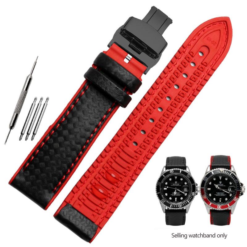 Silikonowy Pasek z Włókna Węglowego Wodoodporny Pasek do Zegarka dla Omega Speed Master Gumowy Zamiennik Męska Bransoleta Pasek 18mm 20mm 22mm 24mm