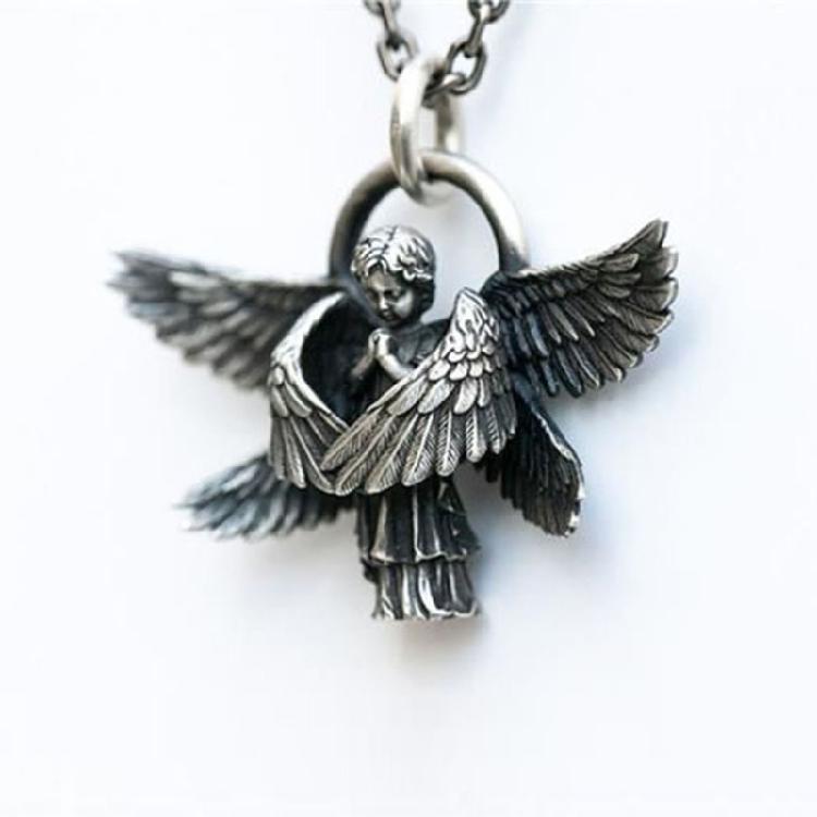 Seraphim Pray Pendant Long Chain Neck for Men Women Jewelry Anniversary Gift