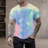 Men Plus Size Round Neck Short Sleeve T Shirt Light Base Cartoon Multicolor Leopard Print Summer Y2K Casual Tops