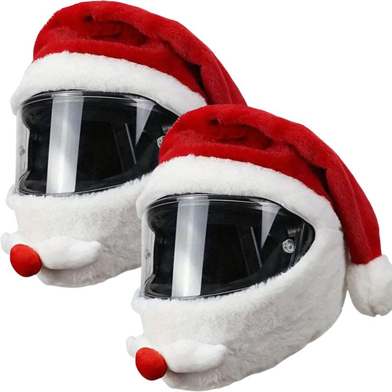 

2pcs Santa Claus Helmet Cover Plush Christmas Hat for Motorcycle Helmet Happy New Year Party Supplies Xmas Cosplay Accessoories
