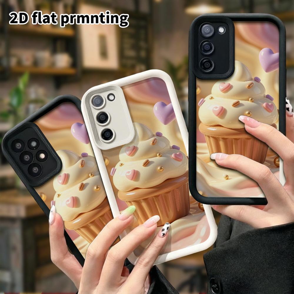 Phone Case: 2D flat design suitable for Samsung Galaxy A34 A35 M05 M06 S20 S22 S21 FE Plus 5G protective case, cupcake, perfect Christmas and Hallowee