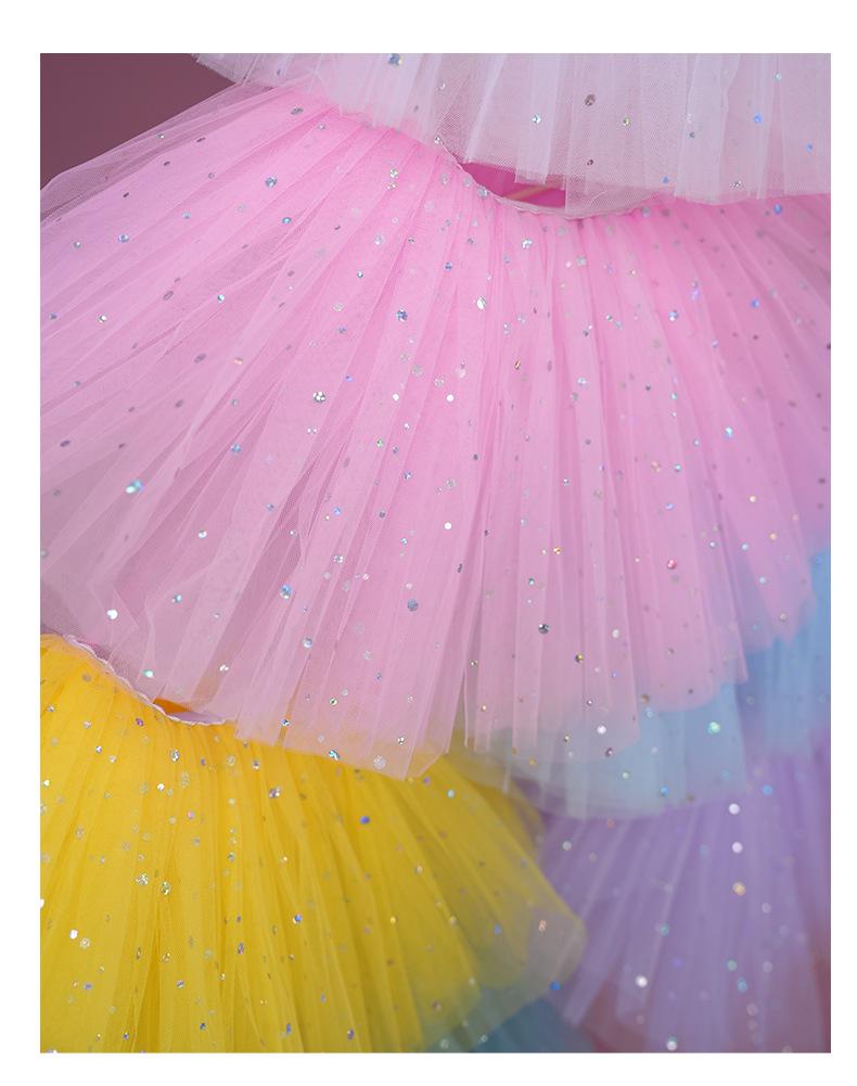 Girls' White Sequin Tutu Ballet Skirt for Dance