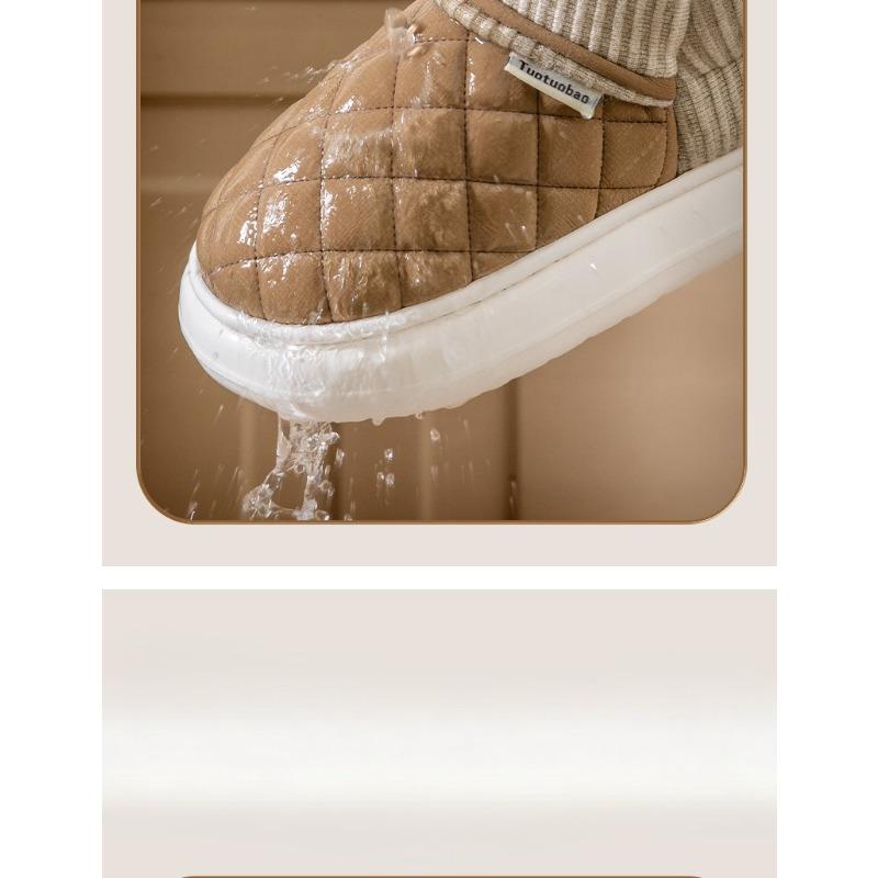 New Women's Thick-soled Anti-slip Cotton Shoes with Fleece Heels for Home Use