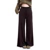 3D Waistband Coffee Drawstring Women's Knit Wide Leg Pants - Autumn/Winter Collection