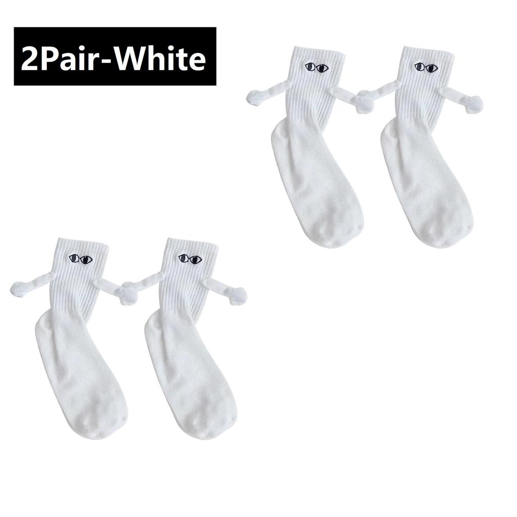 1/2Pair Fashion Socks for Adult Funny Magnetic Hand in Hand Black White  Mid-Tube Socks Cartoon Couple Socks Holiday Party Gifts