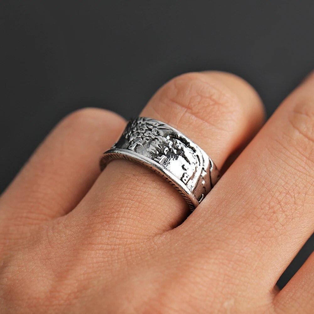 1pc novos anéis vintage para homens meio dólar 1945 anel jóias festa anéis morgan coin anel artesanal jóias tamanho 7-13