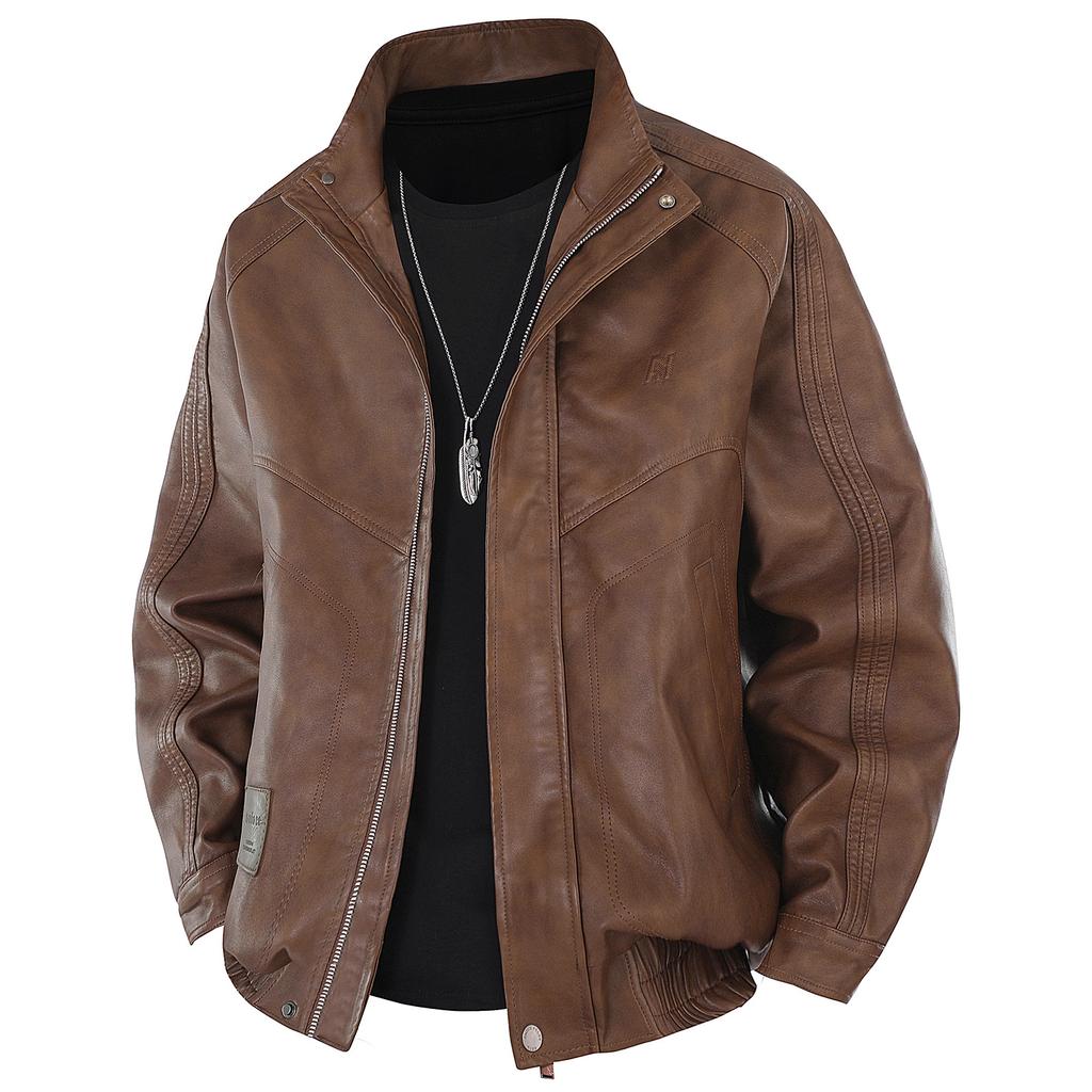 Herbst Amerikanische Arbeitsjacke Retro Kurze Lederjacke High Street Herrenjacke im alten Design