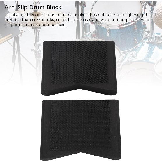 Set of 2 Drum Block Hi Hat and Pedal Anchor System Stops Drum Kit Creep Slipping Drum Set Accessory, Drum Pedal Block Slide Prevention Nylon Fastener