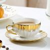 3-piece Set, Ceramic Cup with Sauce, Espresso Cup and Sauce, Ceramic Coffee Cup and Gold Jewelry Sauce Set, 2.5-ounce Demitas