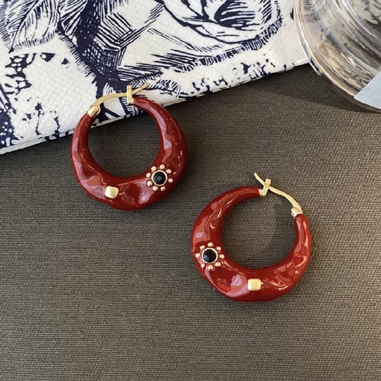 Fashionable Black French Earrings Portable Sturdy Alloy Construction Ornament for Everyday Use and Formal Setting