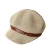 Straw visor children summer breathable mesh literary painter hat beret belt casual cap
