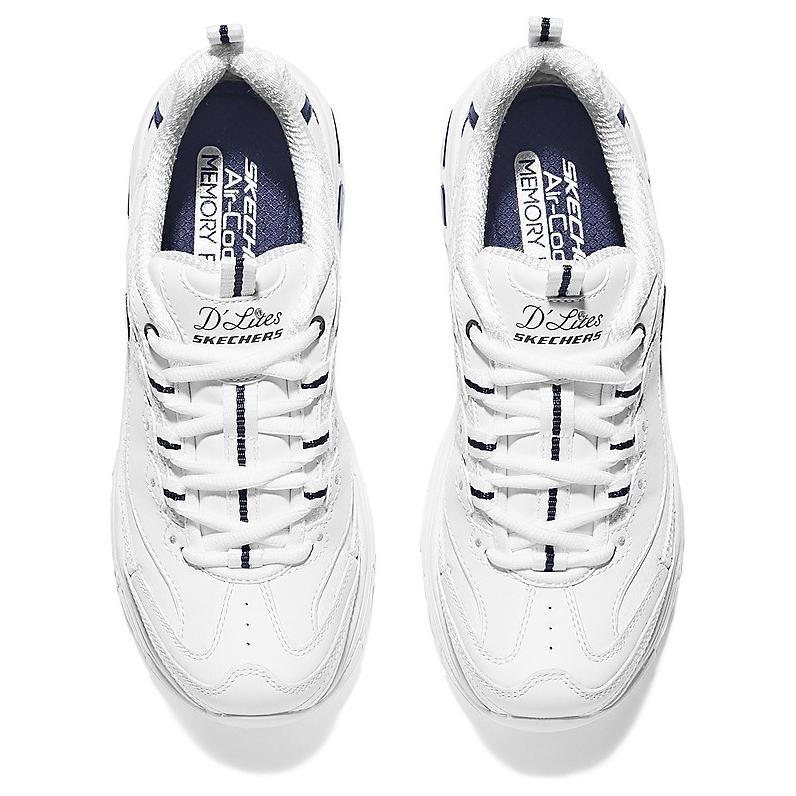 Skechers D'Lites 1.0 Low Top Chunky Sneakers Women's White 11931-WBL