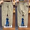 Men's pants Elastic quick-drying sports casual pants Plaid embroidered trendy fashion versatile handsome leggings
