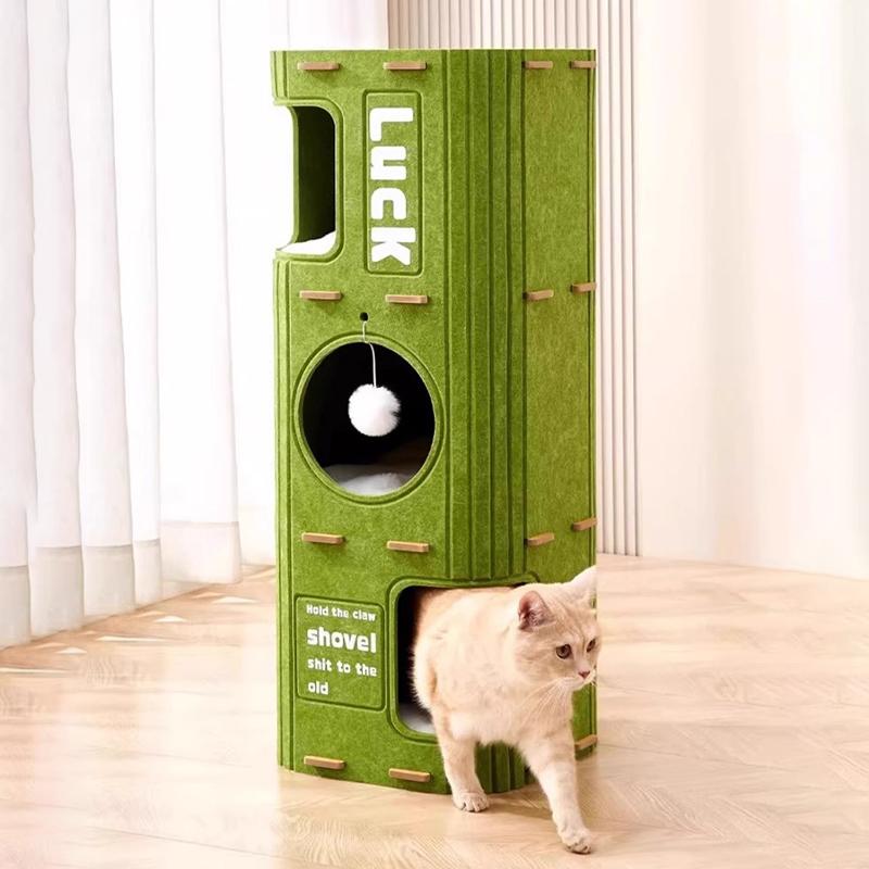 Cat House Villa Felt Wear-Resistant Cat House All-Season Multi-Layer Warm Cat Climbing Frame Lint Remover And Scratching Board