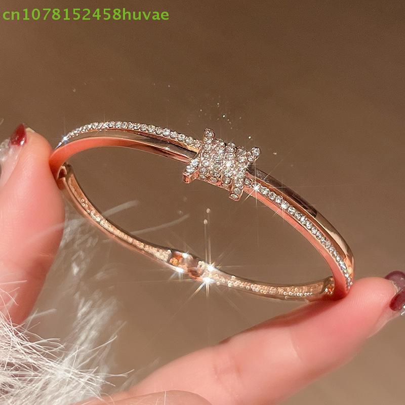 1 Piece Luxury Zircon Bracelet Bangle With Sparkling Rhinestone For Women Stackable Layered Jewelry