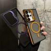 For Magsafe Magnetic Metal Lens Protection Stand Case For  Galaxy Samsung S25 S24 S23  S22 Ultra Plus FE Shockproof Cover Bumper