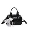 Minimalist Pu Small Square Bag With Lace Bow And Artificial Pearl Decorfor Daily Casual And Work Use