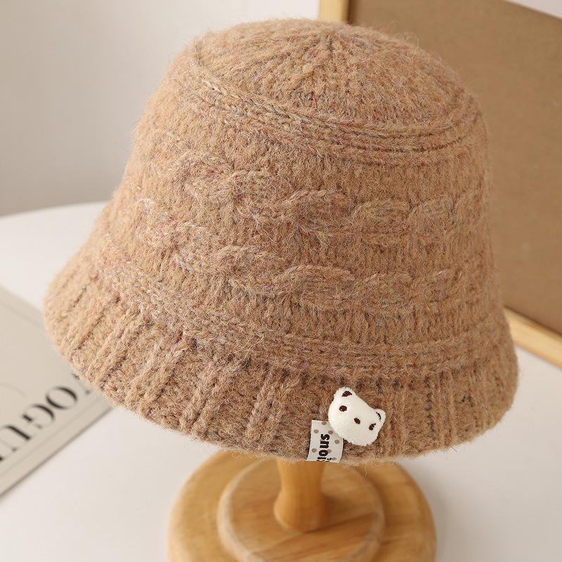 Autumn and winter dopamine plush knitted women's vacation leisure outdoor warm cold bucket hat personalized new basin hat