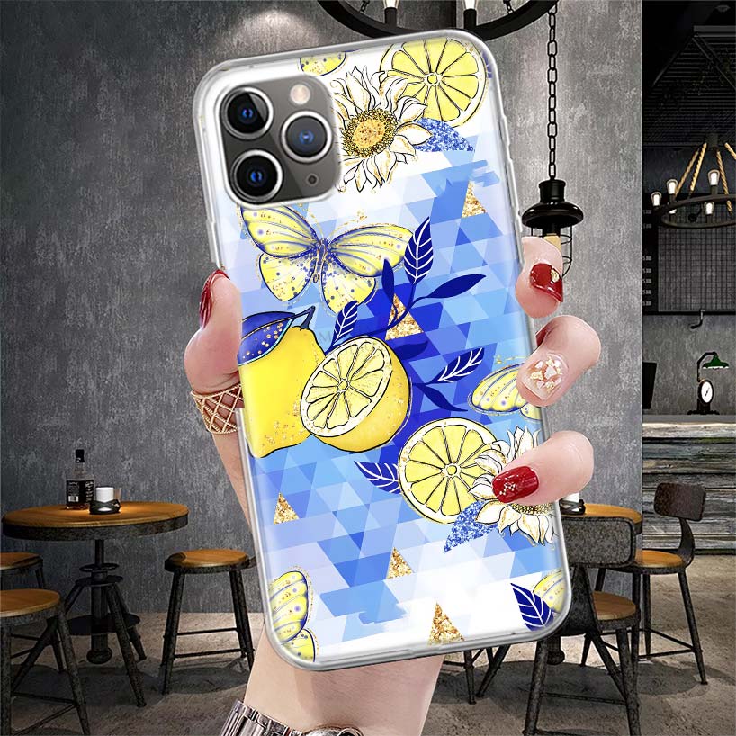 

Mediterranean Lemon Soft Phone Case For IPhone 11 17 Air 16E 16 Pro Max 15 + 14 Plus 13 Mini 12 Apple 7 SE 8 Fundas Coque 11 17 iPhone 17 Pro