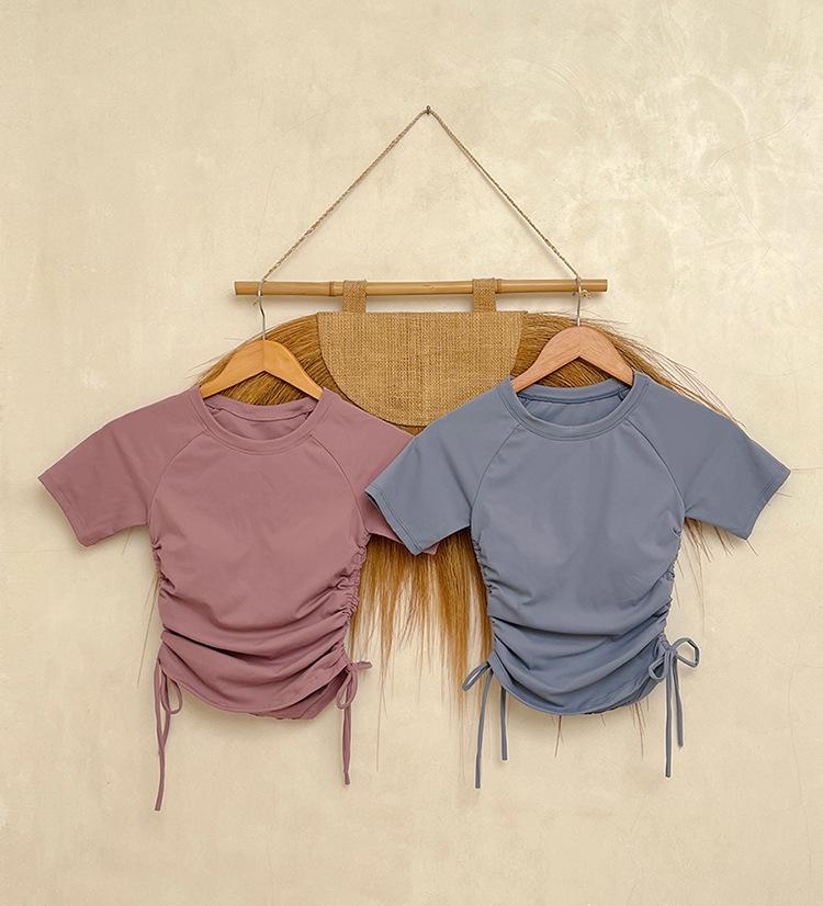 Hochwertiger Konservativer Kurzarm-Badeanzug mit Kordelzug für Damen