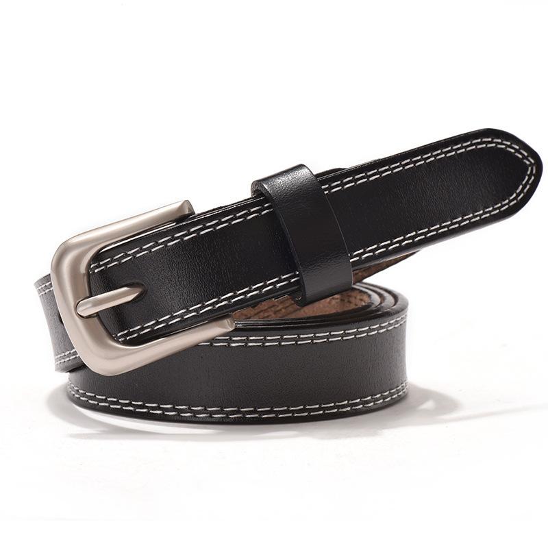 Women'S Belt Pin Buckle Leather Pure Cowhide Women'S Leather Belt Decorative Belt