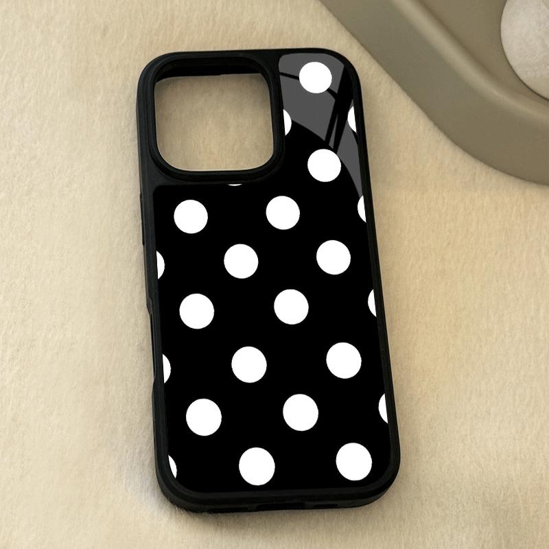 Night Shadow Pixel Dot Pattern Glass Phone Case Suitable for iPhone 17 16 15 14 13 12 11 Pro/Max/Plus Anti Fingerprint