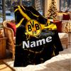 Personalizowany koc z nadrukiem Borussia Dortmund z imieniem, Dekoracja domu, Sypialnia, Sofa, Kemping, Kanapa, Prezenty na urodziny, Boże Narodzenie dla fanów