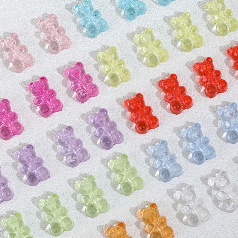 316 Multi-color Transparent Acrylic Bear Beads for DIY Hair Ties, Phone Chains, Bag Chains, and Accessories