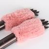 New Women 100% Real Genuine Knitted Rex Rabbit Fur Mittens Winter Warm Lady Real Fur Fingerless Gloves Handmade Knit Fur Mitten
