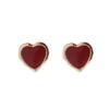 New light luxury high-end simple burgundy small love stud earrings niche fashion versatile earrings