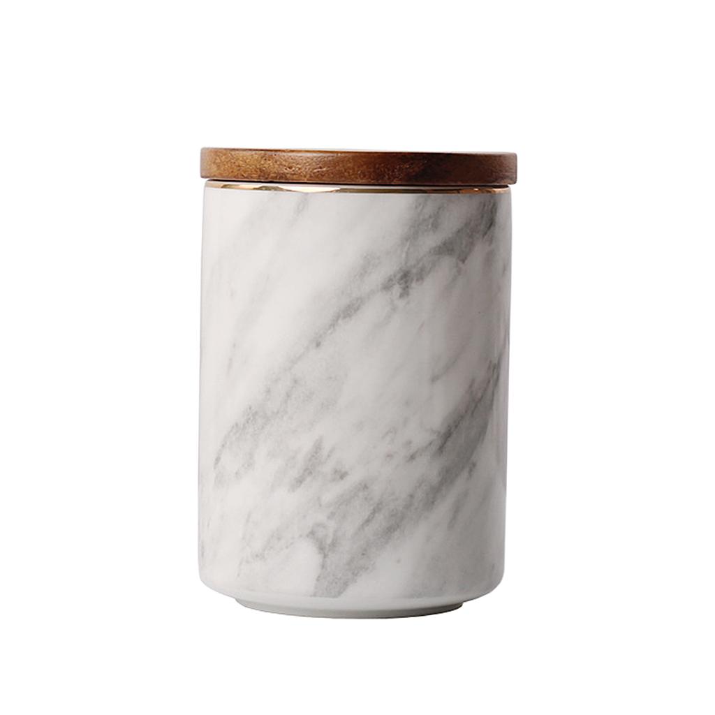 Nordic Marbling Sealed Jar with Lid Ceramic Storage Box Coffee Scented Tea Ornaments -