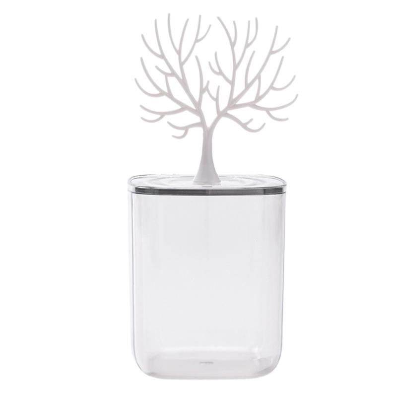 

Transparent Cotton Swab Pad Storage Box Earrings Necklace Ring Bracelet Jewelry