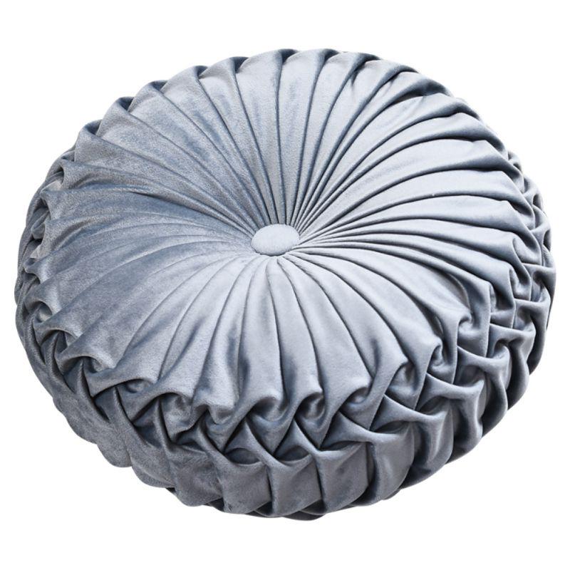 Rundes Bodenkissen aus Polyesterfaser, Kissen, Pouf, Überwurf, Heim-Sofa-Dekoration, luxuriöses europäisches rundes einfarbiges plissiertes Bodenkissen