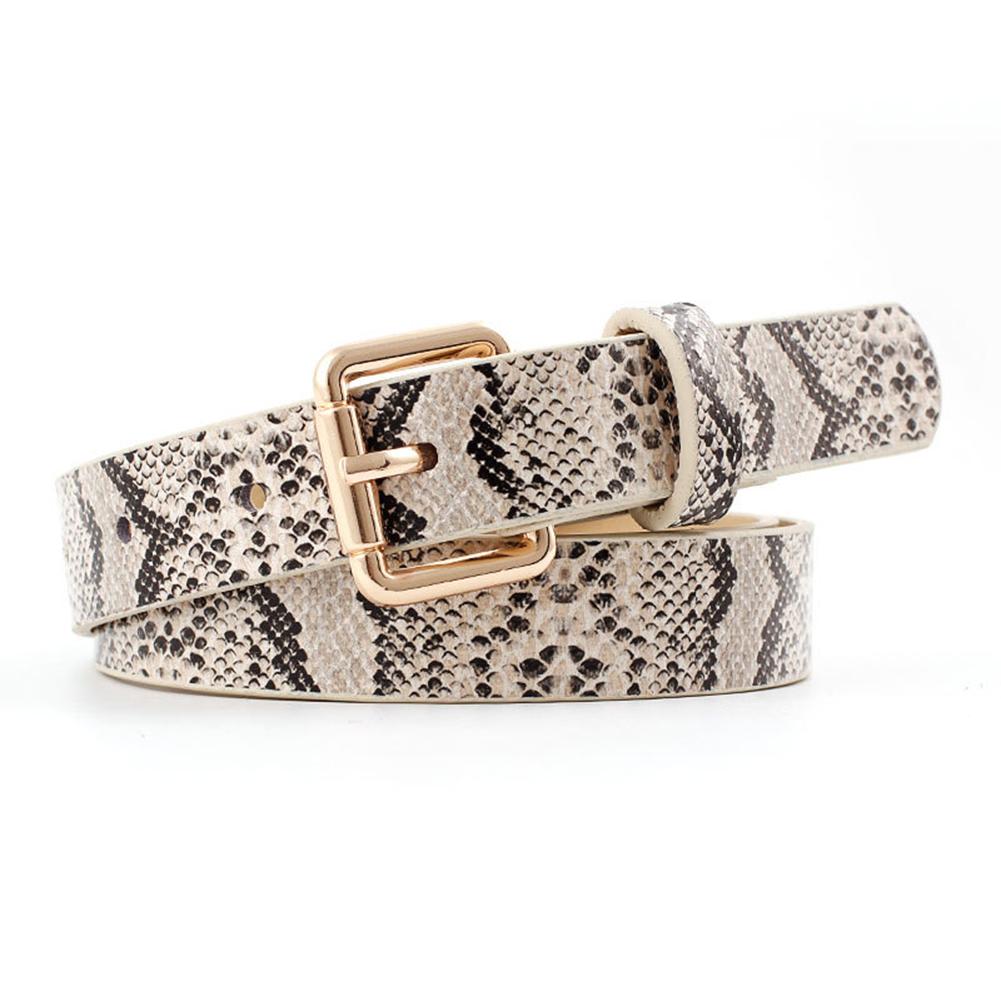 Women Fashion Retro Style All Match Snakeskin Printing Thin Waist Belt