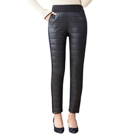 

Женские хлопковые брюки, эластичные, с высокой талией, прямые, длинные брюки с карманами, утолщенные стеганые брюки в стиле пэчворк L чёрный