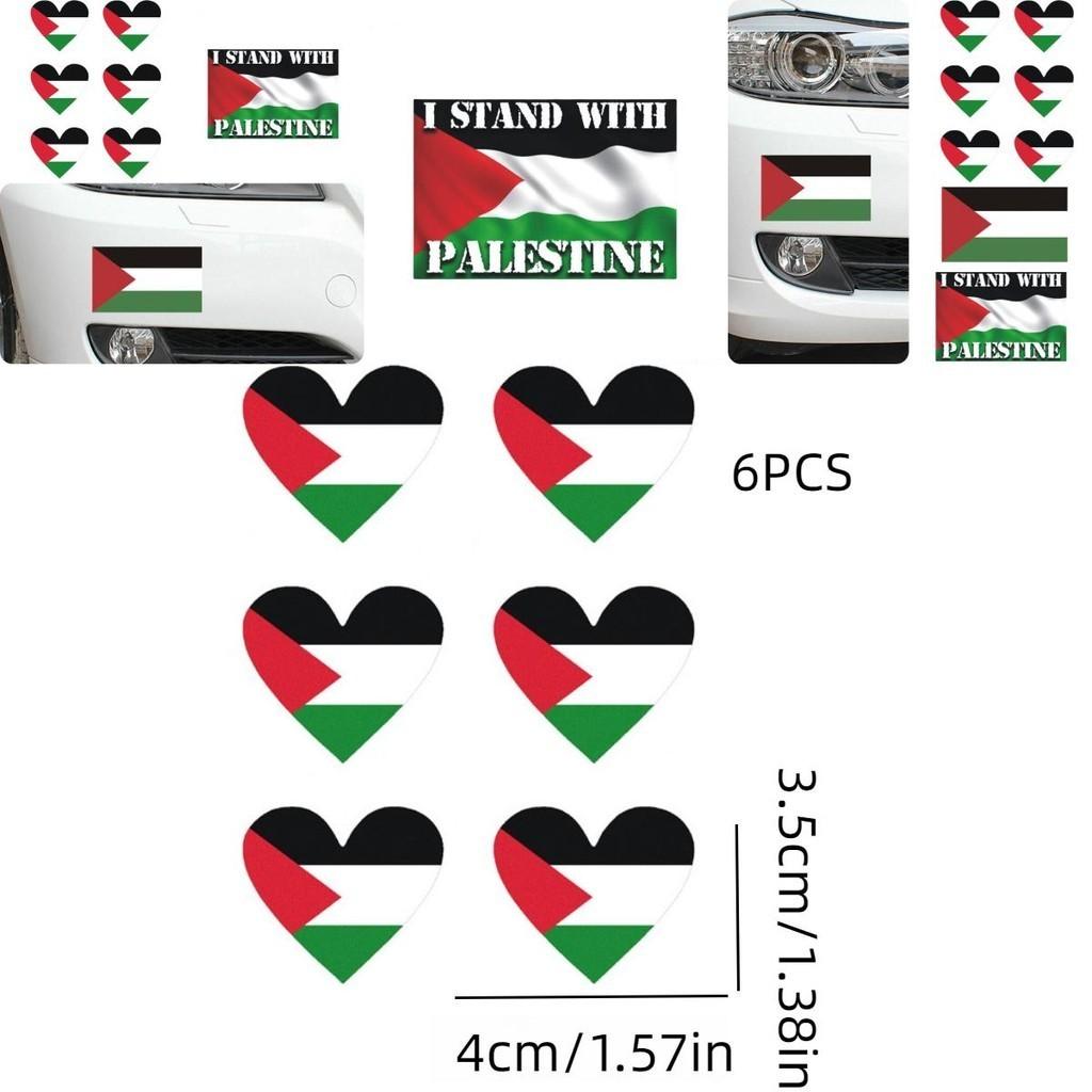 High-quality Pet Material Car Sticker 14cm Palestinian Flag Decal