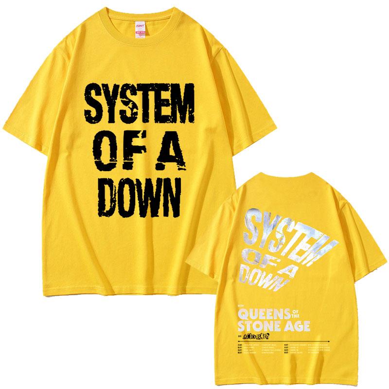 2025 Summer Limited System of A Down Tour 2026 Men Women Rock Vintage Oversized Mens Leisure Cotton Short Sleeve Tshirts