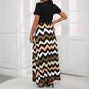 Women's Summer Print Fashion Temperament Wavy Patchwork Dress