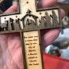 1pc 3D Nativity Scene Wooden Cross Ornament, Handmade Christmas Tree Decoration, Home And Religious Decoration