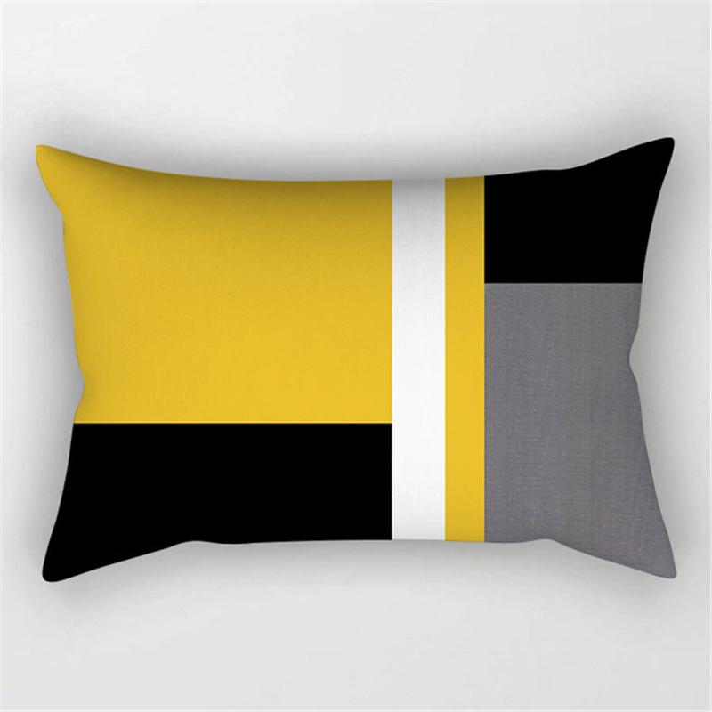 XUNYU Rectangular Polyester Print Pillowcase Yellow Geometry Home Cushion Cover Waist Pillowcase Car Chair Pillow Cover CE02