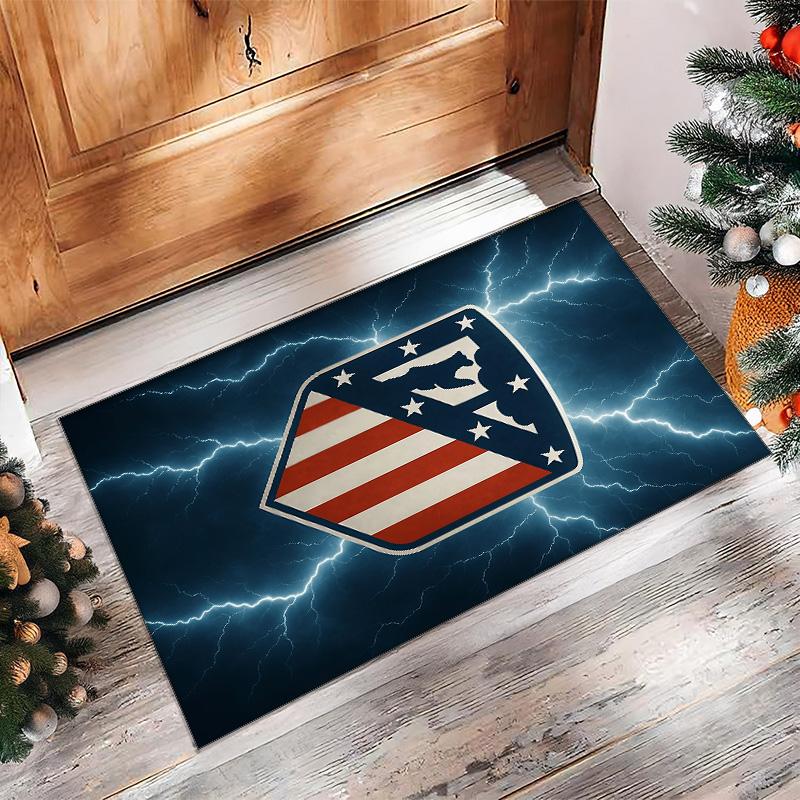 Atletico Madrid Theme rug Soft Crystal Velvet Area Rug Non-Slip Floor Carpet for Living Room Bedroom Nursery